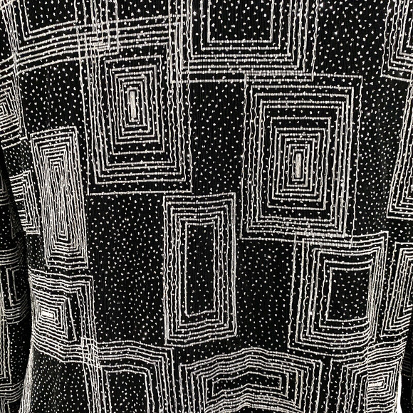 Xscape Cocktail Jacket cropped crew black stretch silver metallic details size S - Picture 6 of 9